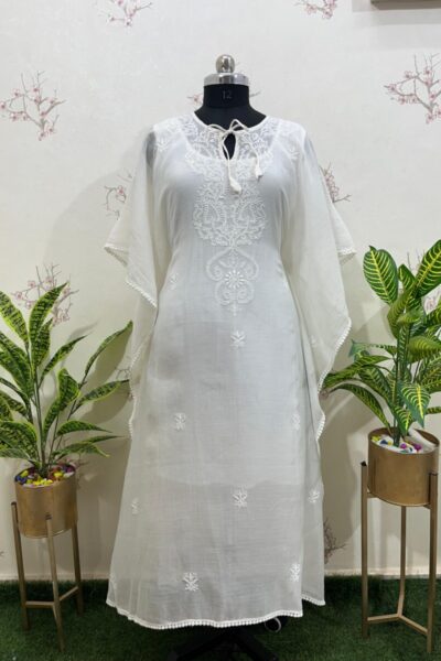 Pure mulmul gala buti kaftan